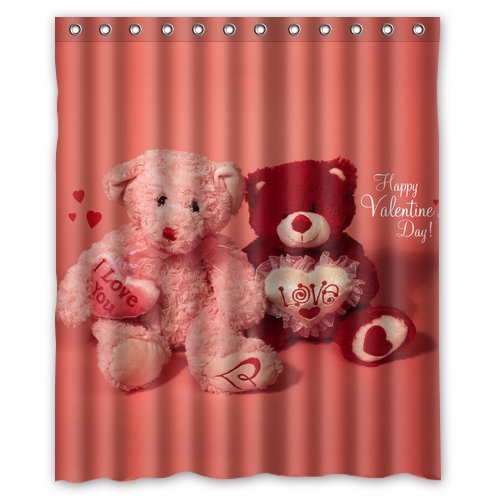 GreenDecor Happy Valentine'S Day Waterproof Shower Curtain Set with