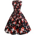 thumbnail image 3 of Vestido de fiesta de noche de Navidad sin mangas con cuello redondo y estampado vintage para mujer Pompotops  ghjkhdj6437, 3 of 8