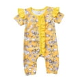 thumbnail image 1 of Baby Girls Floral Print Romper, Short Sleeve O-neck Button-up Jumpsuit, 1 of 8