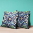 thumbnail image 4 of Bohemian Mandala Vector Indoor/Outdoor Pillow in Blue Pink White Yellow 18x18, 4 of 5
