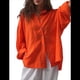 thumbnail image 1 of Camisas de de Algodón de Larga con Botones para Mujer, Blusas Informales con Cuello, Corte Holgado. Naranja y Rojo L, 1 of 8