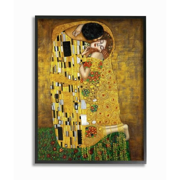 Stupell Industries Patterned Gold Green Classic Figure Painting Black Framed Art Print Wall Art, 11x14, by Gustav Klimt