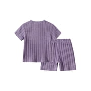 Jolyshlid Girls Summer Outfits 6 Pcs Tie-dye Heart Print Casual Short Sleeve Tee Tops and Dolphin Shorts Set Pink Grey Purple 9-10 Years