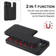 thumbnail image 2 of Allytech 2 in 1 Detachable Wallet Case for iPhone 12 Pro / 12 6.1" with Card Holder, [Large Capacity] PU Leather Magnetic Snap Kickstand Shockproof Anti-Drop Case Support Wireless Charging, Black, 2 of 9