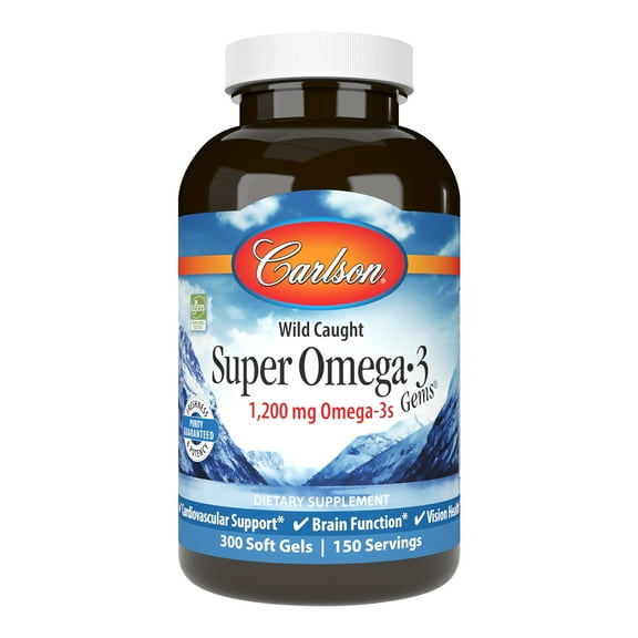 Carlson Labs - Norwegian Super Omega-3 Gems Fish Oil Concentrate 1000 mg. - 300 Softgels