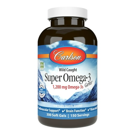 Carlson Labs - Norwegian Super Omega-3 Gems Fish Oil Concentrate 1000 mg. - 300 Softgels