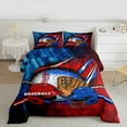 thumbnail image 2 of jejeloiu Baseball Game Lovers Full Size Comforter Sets,Ball Sport Helmet Bedding Comforter Set,Red Blue Bedding Sets For Kids,Luxury Bedroom Decor,3-Piece, 2 of 8
