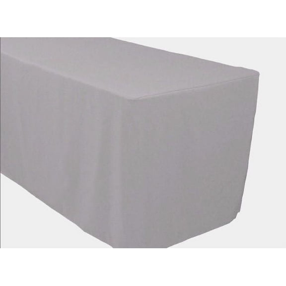 8' ft. Fitted Polyester TABLECLOTH Trade show Booth banquet table Cover Silver"