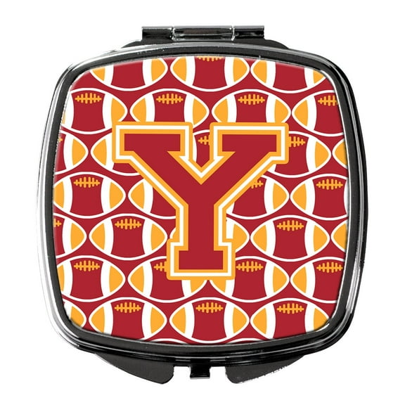 Letter Y Football Cardinal and Gold Compact Mirror