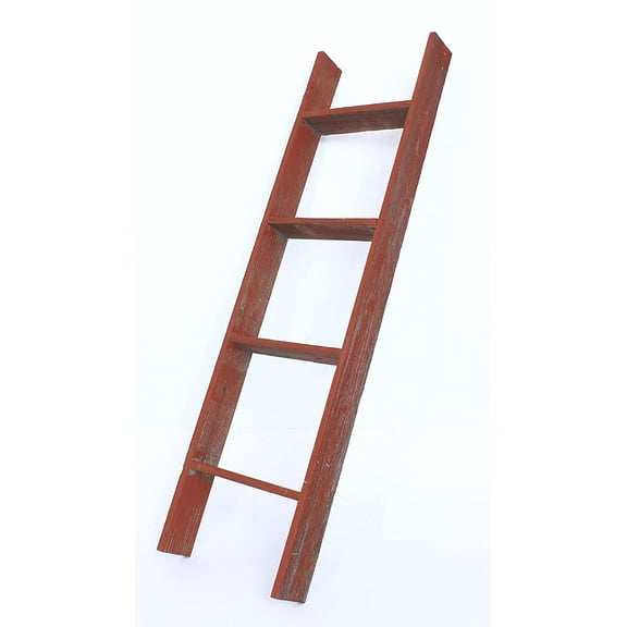 BarnwoodUSA Rustic Farmhouse 4ft Rustic Red Wooden Decorative Bookcase Picket Display Ladder