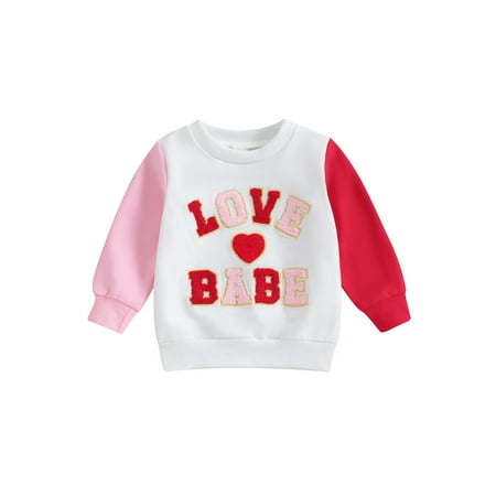 

Toddler Baby Girls Sweatshirts Long Sleeve Letter Embroidery Loose Fit Pullover