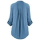 thumbnail image 4 of Blusa holgada tipo túnica con botones y encaje, cuello en V, manga larga y enrollable, talla grande para mujer, 4 of 5