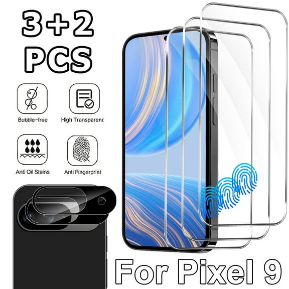 [3 2 Pack] For Google Pixel 9 Screen Protector with Camera Lens Protector,9H Tempered Glass, Ultrasonic Fingerprint Unlock, Case Friendly HD Clear for Google Pixel 9 5G -6.3 Inch