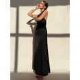 thumbnail image 4 of Black Satin Backless Halter Maxi Dress With Bow Detail, 4 of 6