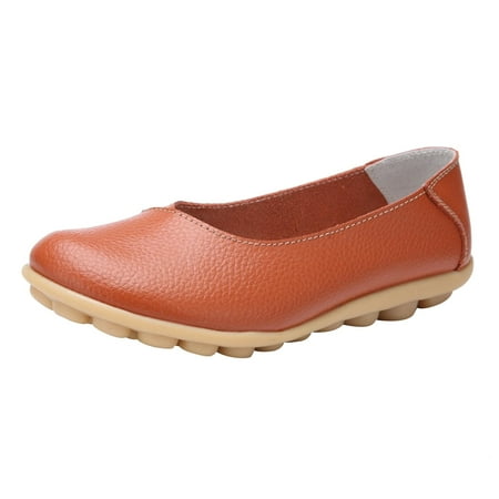 PLLFRLRT Loafers for Women Dressy Slip on Loafers Flats Shoes Comfort Wide Width Penny Loafers 2024 Dressy Flat Shoes Driving Work Shoes(Orange 9.5)