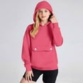 thumbnail image 2 of Girls' Pullover Hoodies with Button Flap Pocket Cotton Fleece Loose Hooded Sweatshirt Kids Sweaters 4-15 Years (14-15 Years, Hot Pink), 2 of 5