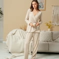 thumbnail image 3 of MecTo Womens Pajamas Sets Lace tie Pj Set V-neck Top with Long Pants Sleepwear 2 Piece Lounge Set, 3 of 8