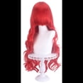 thumbnail image 2 of Peluca de disfraz roja de cobre rizada larga, pelucas de sirena rojas de 80 cm para niñas, peluca roja con ondas rizadas, clips para disfraz de Halloween, 2 of 5