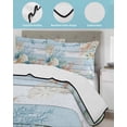 thumbnail image 3 of Twin Quilt Bedding Set, Blue Beach Coastal Reversible Summer Quilt 3 Pieces, Summer Nautical Coral Shell Botanical Vintage Lightweight Bedspreads Coverlets with 2 Pillow Shams for All Seasons, 3 of 5