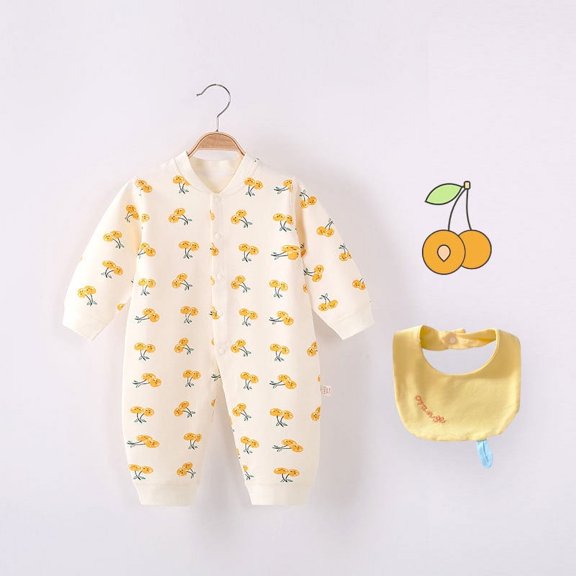 Yidarton Baby Jumpsuit Baby Long Sleeve Ha Clothes Newborn Men And Women Treasure Class A Boneless Cotton Climbing Clothes Children's Clothing Yellow