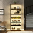 thumbnail image 4 of Trilenars 6 Tier Tall Wine Bar Rack Cabinet, Freestanding Floor Wine Liquor Cabinet With Glass Holder Rack And Light Strips, Honeycomb Shape Wine Bottle Stand Decoration, 4 of 9