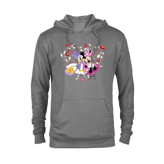 Disney Minnie and Daisy BFF Heart Galentine’s Day - Pullover Hoodie for Adults – Customized-Graphite Heather