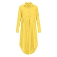 thumbnail image 5 of Arlun Linen Shirt Dresses for Women Button down Drawstring Elastic Waist Long Sleeve Causal Dress Plain Long Maxi Dresses 2026 Trendy Spring Outfits Yellow XL, 5 of 6