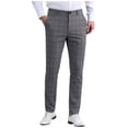 thumbnail image 3 of lcziwo Mens Golf Pants Plaid Lightweight Business Casual Formal Pants Straight Leg Comfortable Flat Front Pants with Pockets Dark Gray XL, 3 of 7