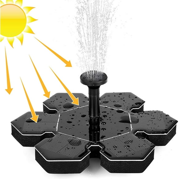 Outdoor Solar Fountain 1.5W, Solar Water Pump, Solar Pond Pump with Battery and 4 Nozzles,Mini Floating Fountain for Decorative Garden Pond Fountains