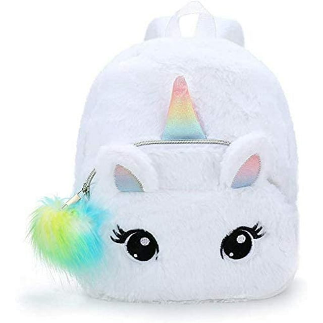 Plush Mini Unicorn Backpack, Cute Plush Unicorn Backpack for Girls School Bag Travel Bag Little Girl