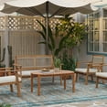 thumbnail image 3 of LuxenHome Natural Solid Wood 40-Inch Long Rounded Rectangle Outdoor Coffee Table, 3 of 7