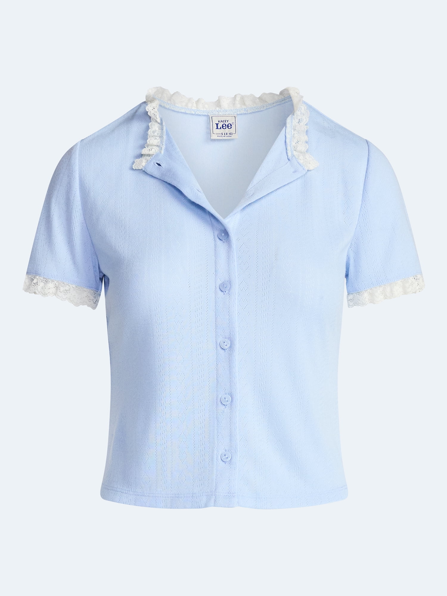 Kacey Lee Women's Pointelle Ruffle Sleep Cardigan, Size XS-XXL