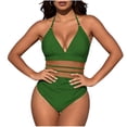 thumbnail image 2 of Traje de baño de una pieza para mujer, traje de baño de bikini de tirantes sin espalda de color liso para mujer, conjunto de bikini con bloques de color y hombros descubiertos, traje de baño de moda p, 2 of 5