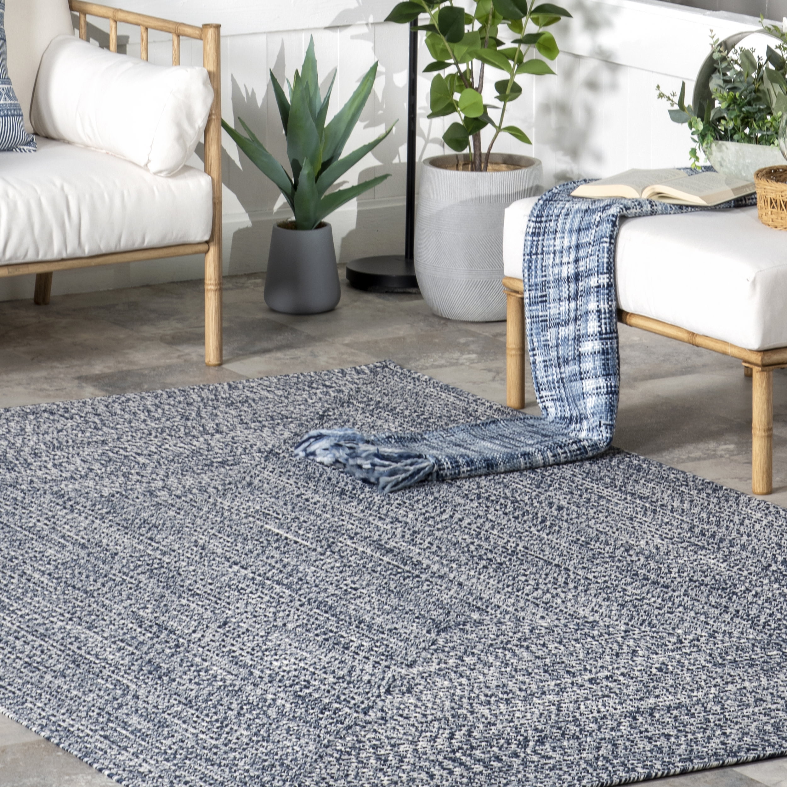 nuLOOM Wynn Braided Indoor/Outdoor Area Rug, 12' x 18', Light Blue