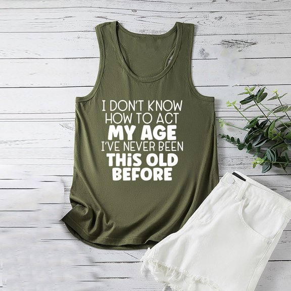 Runfenguu Graphic Tank Tops Tank Top Womens Fashion Print Tank Summer Buttons Sleeveless-Neck Casual Blouse Girls Tank Top