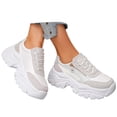 thumbnail image 3 of Sneakers for Women Fashion Platform White Leather Casual Dad Shoes Comfortable Wedge Walking Sport Sneakers, 3 of 8