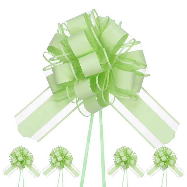 12 piezas de grandes lazos de tirón de 8.7 pulgadas para cestas de boda en verde claro