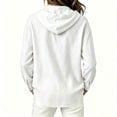 thumbnail image 4 of Puntoco Women's Hooded Button Down Shirt Jacket, Long Sleeve Pocket Loose Linen Look Sun Protection Beach Cover Up Cardigan Blouse White XL, 4 of 6