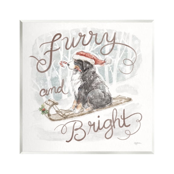 Stupell Industries Furry & Bright Dog Holiday Painting Unframed Art Print Wall Art, 12 x 12