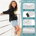 thumbnail image 6 of Xoenoiee Sun Moon Star Print Girls Sweatshirt Lightweight Crewneck Pullover Long Sleeve Top Shirts with Side Slits for Running Hiking Workout, 11-12 Years, 6 of 7
