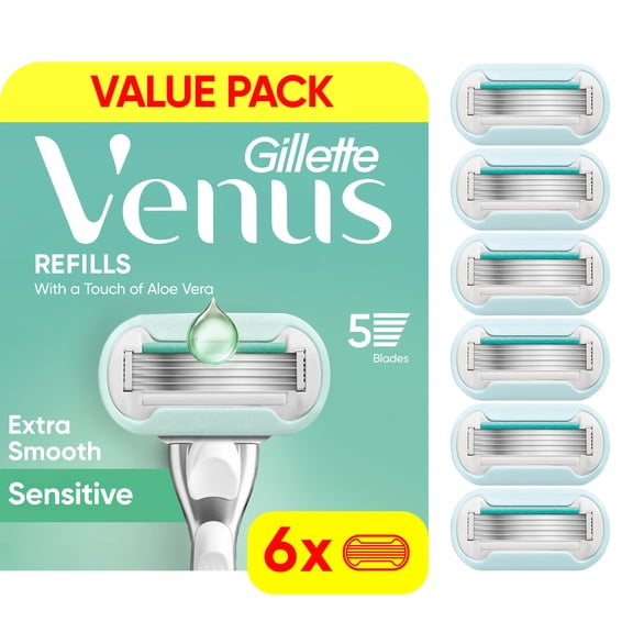 Venus Deluxe Smooth Sensitive Women's Razor Blade Refills, 6 Count