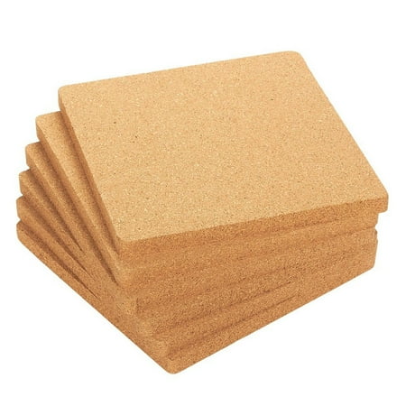 6-Pack Cork Trivet Set - Square Corkboard Placemats Kitchen Hot Pads For Hot Pots, Pans, And Kettles, 7 X 7 X 0.5 Inches
