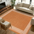 thumbnail image 3 of Orange Geometric 5x8 Area Rugs, White Greek Key Design Burlap Modern Art Non-Skid Rubber Backing Large Rectangle Rugs - Living Room Bedroom Home Office, Indoor Floor Mat Carpets Washable Rug, 3 of 9