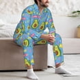 thumbnail image 7 of Haiem Avocado Work Out Pattern Men’s Long-sleeve Sleepwear,Sleepwear Set,2-piece Loungewear Set,Soft PJs Comfy Nightwear with Pockets-Small, 7 of 7