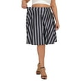 thumbnail image 5 of HDE Women's Plus Size Midi Knee Length Skater Skirt with Pockets Black and Gray Vertical Stripes 1X, 5 of 6