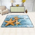 thumbnail image 2 of Dreamtimes Shining Starfish Beach Area Rug 72x48in Blue Wooden Board Non-Slip Floor Carpet Comfort Floor Mats Decor for Indoor Living Dining Room and Bedroom Area, 2 of 7