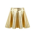 thumbnail image 2 of Zaldita Kids Girls Shiny Metallic Flared Mini Skater Skirt High Waist A-Line Pleated Skirt Gold 8, 2 of 7