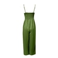 thumbnail image 2 of Baqcunre Women's Solid Color Hollow Thin Shoulder Cuff Pocket Wide Leg Jumpsuit,Color Green,Size S-XXL, 2 of 8