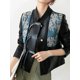 thumbnail image 2 of Chaqueta de piel auténtica con diseño de jacquard y puntada para mujer, primavera y otoño de 2024, abrigo corto de piel de oveja natural con diseño de botones de perlas y borlas, 2 of 5