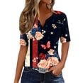 thumbnail image 2 of Xdegoge 4Th of July Patriotic T Shirts for Women USA American Flag Short Sleeve V Neck Stars and Stripes Casual Fit Floral Rose Graphic Summer Tops, 2 of 7